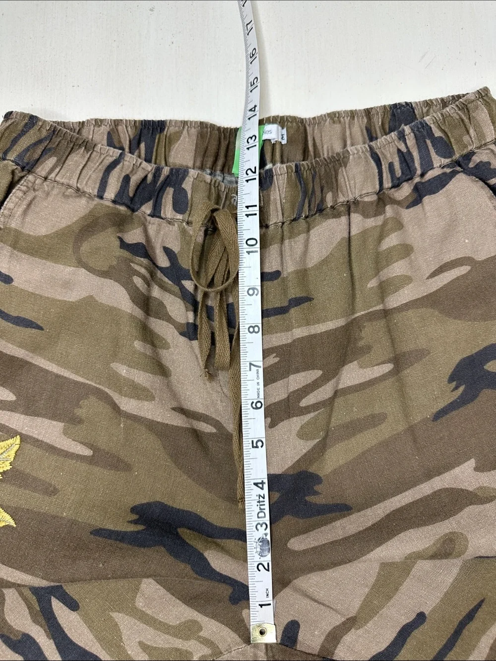 Johnny Was Women's Vella Jogger Pants Camo Print Floral Embroidered Linen Sz M